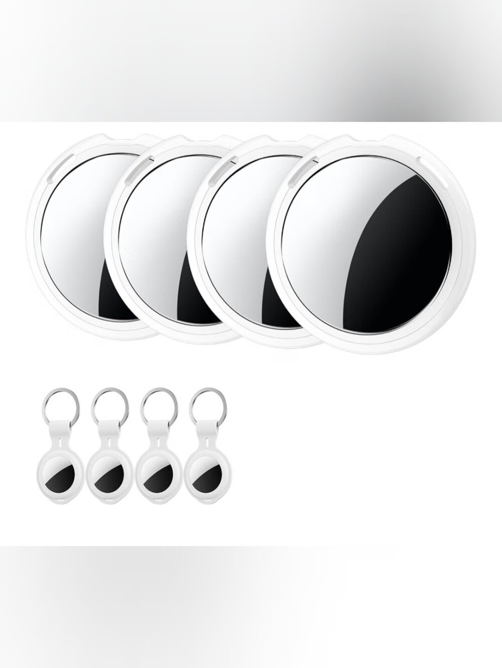 White Bluetooth Tracker Keychain for Cell Phones & Accessories - 4 Pack